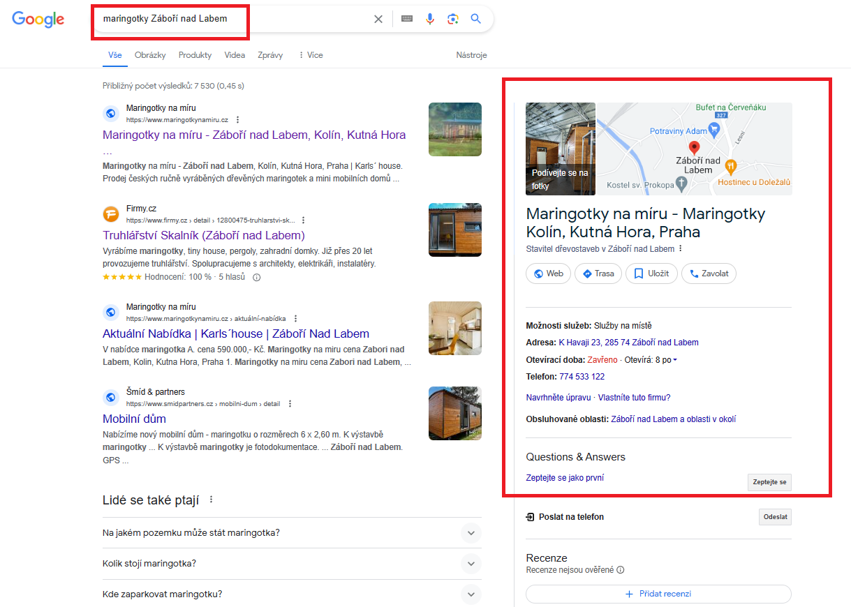 Maringotky Záboří nad Labem - Google